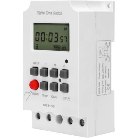 Minuterie Numérique, Minuterie éLectronique Numérique, Très Grand éCran LCD, Minuterie de Micro-Ordinateur LCD, Deuxième Minuterie de Contrôle 32 Groupes Marche/ArrêT 220V KG316S, Plage de Synchronisa (1/5)