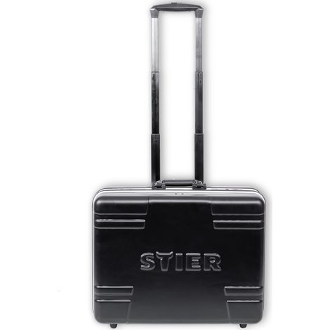 STIER Werkzeugkoffer Trolley leer, robuster Rollkoffer mit ABS-Kunsstoff & Aluminium, Toolbox schwarz mit Rollen inkl. Sicherheitsschlösser, praktische Taschen für Werkzeug