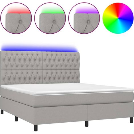 Maison Exclusive - Letto a Molle Materasso e LED Grigio Chiaro 180x200 cm Tessuto