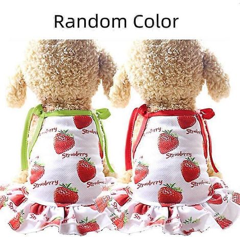 Nueva falda de algodón para perros, primavera y verano, ropa para mascotas, lindo vestido con estampado de frutas, camisetas, chaleco para gatos, camisa, suministros para perros pequeños y medianos 3 (1/5)
