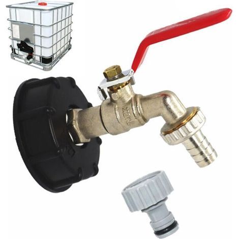 Robinet de réservoir 1000L S60X6 Connecteur de robinet IBC avec raccord de tuyau 1/2 pouce, adaptateur de réservoir de vidange, pour robinet de jardin, pour adaptateur de réservoir (1 (1/3)