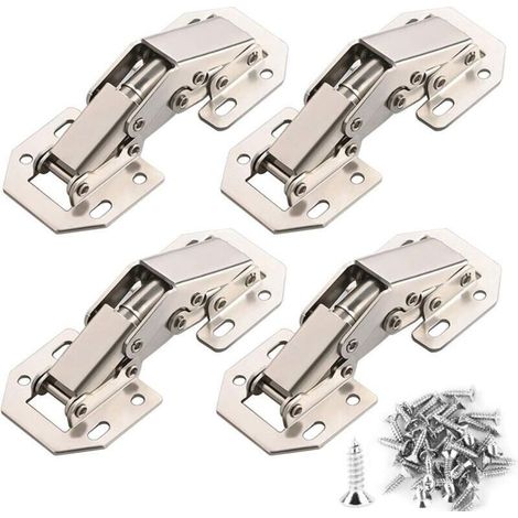 Charnière Porte Placard 90 Degrés avec Vis Amortisseur Piston Compression Support Relevable Accessoire Meubles Coin 77mm x 32mm，4PCS (1/5)