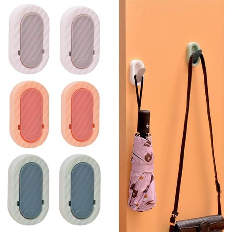 MINKUROW 6 Stück Klebehaken, Badezimmer-Wandhaken, Handtuchhaken, selbstklebende Haken, Wandaufhänger für Küche, Wohnzimmer und Büro, spurlos (3 Farben) (1/5)