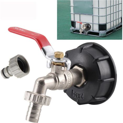 Adaptateur de réservoir de vidange IBC pour Robinet de Jardin en Laiton avec raccord de Tuyau, raccord cuve 1000 litres 12,7 mm (1/4)