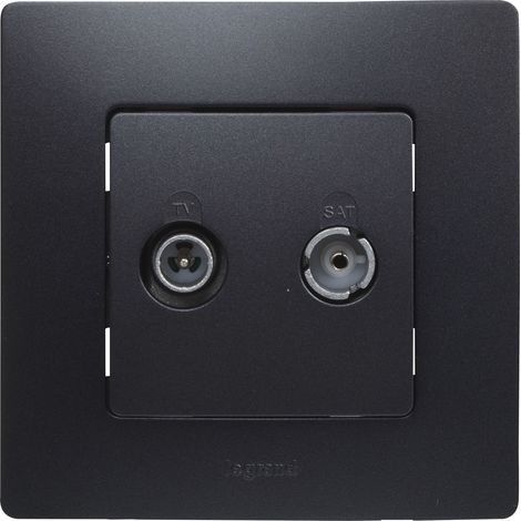 Enchufe Legrand 396497 en Color Negro. Enchufe o toma para televisión, radio, satélite terminal de la gama Niloé monoblock, mecanismo completo. (1/4)