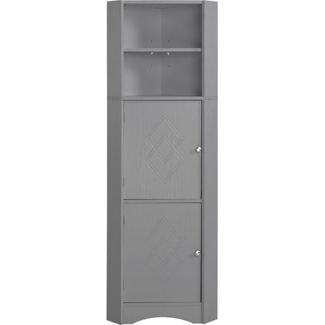 Mueble esquinero de baño de aglomerado gris 36,5 x 36,5 x 155 cm (1/5)