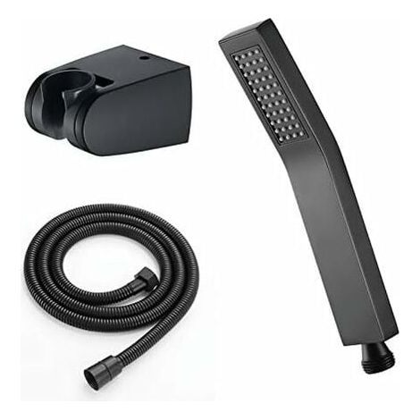 Vtizikl Pommeau de Douche en Laiton Douchette à Main avec Tuyau Pommeau de Douche à Main Fonction Unique Pommeau de Douche Anti Calcaire avec Sortie d'Eau en Silicone,Noir (1/4)