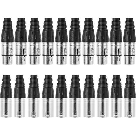 Connecteur XLR mâle 3 broches, accessoires pour microphone, coque incurvée en caoutchouc, lot de 20 (1/5)