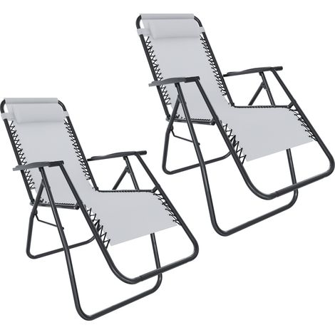 Set Di 2 Sedie Sdraio A Gravità Zero Da Giardino Poggiatesta Regolabile Sedia Pieghevole Oscillante Ergonomica Traspirante Zero Gravity Da Esterno Piscina Mare Portata Massima 120 Kg (Bianco) (1/5)