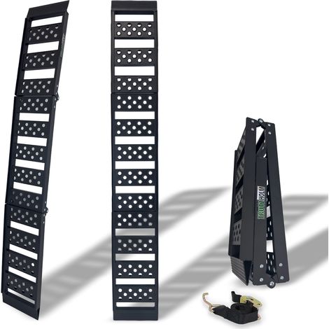 TRUTZHOLM 1x Auffahrrampe Alu 2-fach klappbar 199 cm Traglast 340 kg Verladerampe gelocht schwarz (1/5)