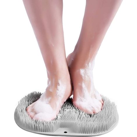 Grand tapis de massage des pieds pour la douche, tapis de bain en silicone, brosse pour les pieds avec ventouses antidérapantes, lave-pieds pour exfolier la peau morte et améliorer la circulation sang (1/5)