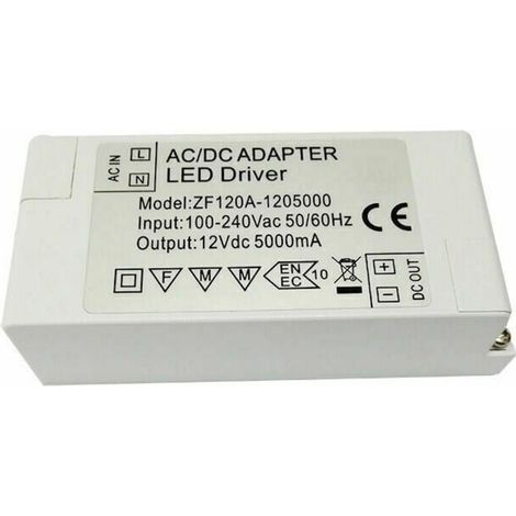 Alimentation Led 12v, Transformateur Led 60w Ac 220v À 12v Dc 5a Transfo Led, Tension Constante Adaptateur Convertisseur Led Driver, Pour Bandes Led Et Ampoule Led Mr16 G4 Mr11 (Pack De 1) (1/4)