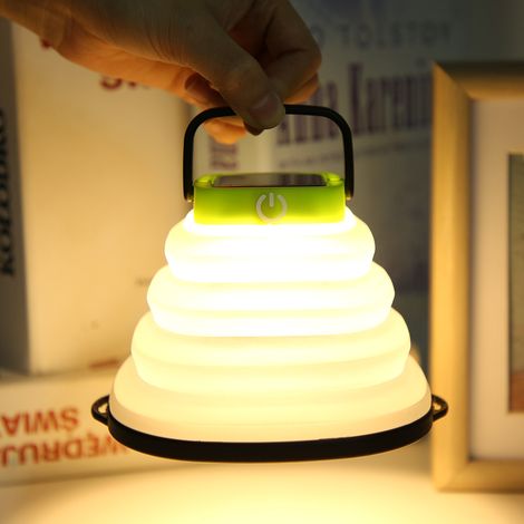 Veilleuse LED intérieure à trois niveaux de protection oculaire, lampe de camping solaire, lampe de tente télescopique extérieure étanche en caoutchouc souple, cadre noir tactile. (1/2)