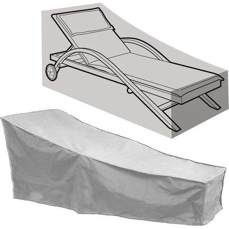 Housse pour mobilier de jardin Housse pour Chaise Longue De Jardin avec Grilles D'aération. Housse De Chaise Longue Imperméable Housse Bain De Soleil Tissu Oxford 210D (208x76x41/79CM) (Gris) (1/4)