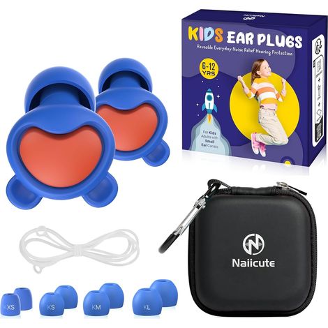 Bouchon oreille Enfant (6 à 12 ans) – Bouchons d’oreille enfant Anti Bruit pour Concentration, l’école, la maison, lorsqu’ils jouent et l’anxiété, Embouts en XS/S/M/L, 26dB Kids Réduction du bruit (1/5)