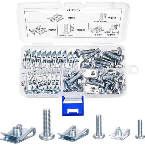 U Clips de Fixation Voiture, M4 M5 M6 Auto Kit de Clip à Vis écrou, Vis de Carrosserie, Garde-boue écrous Boulons de Agrafes Carrosserie, U Clip de Fixation Universels en Métal pour Voiture (1/5)