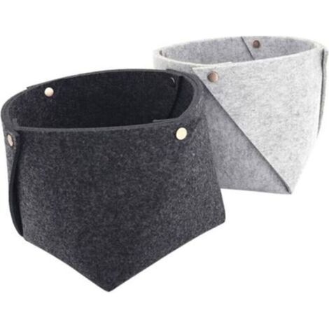 2pièces Boîtes De Rangement Pliables Feutre Lot Pour Carnets Ou Petits Objets Paniers Décoratifs Pour Chevet Ou Bureau (1/4)