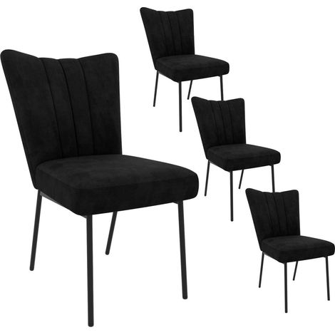 Esszimmerstühle 4er Set, Samt, hohe Rückenlehne, schwarz (1/5)