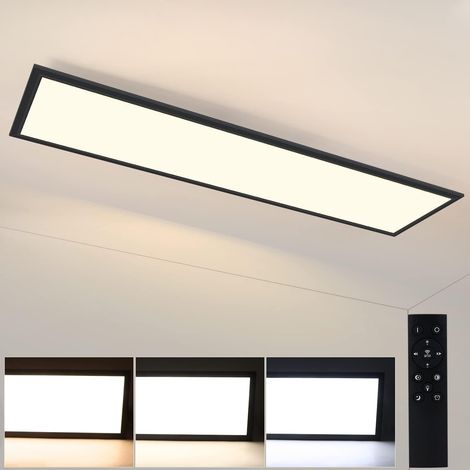 ZMH LED panneau noir plafonnier dimmable zflat plafonnier Bureau avec télécommande salon lumière 100x25cm cuisine lampe 42w plafonnier cuisine c