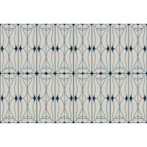 Papier peint panoramique graphique noir et beige Tapisserie panoramique moderne pour chambre Papier peint panoramique original à motif (1/2)