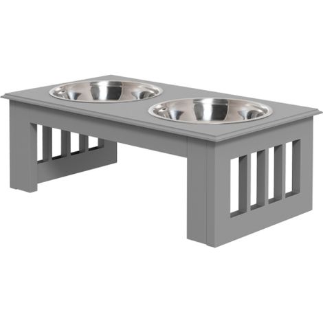 Ciotola per cibo per cani antiscivolo, 44x24x15 cm, grigia, capacità 0,9 litri per ciotola, disponibile in loco. (1/5)