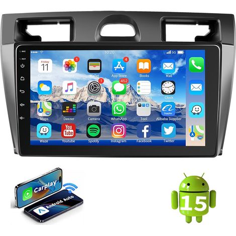 Autoradio 9 pouces Android 15 pour Ford Fiesta MK5 2002-2008, Apple Carplay, WIFI - 1+32G (1/5)