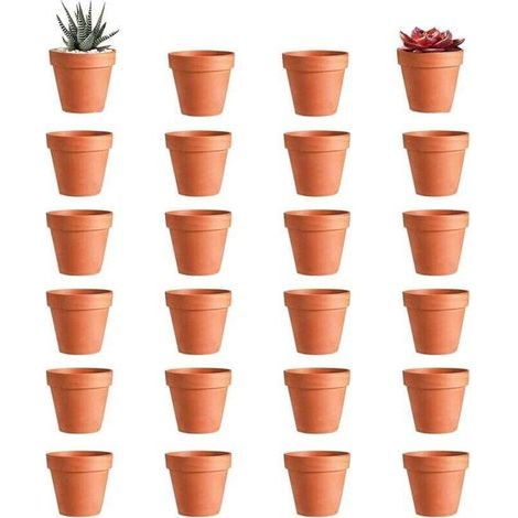 Lot de 12 pots de fleurs en terre cuite avec trou de drainage, réutilisables, pour la décoration intérieure et extérieure (3,5 × 3 cm) (1/5)