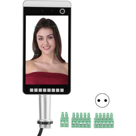 Système de reconnaissance faciale 8 pouces avec mesure de température, monocular binoculaire, réseau WiFi pour contrôle d'accès, 100-240V prise UE (1/5)