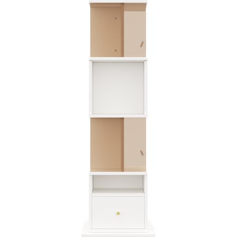Vetrina girevole 50 x 50 x 160 cm in MDF e vetro temperato marrone e bianco (1/5)