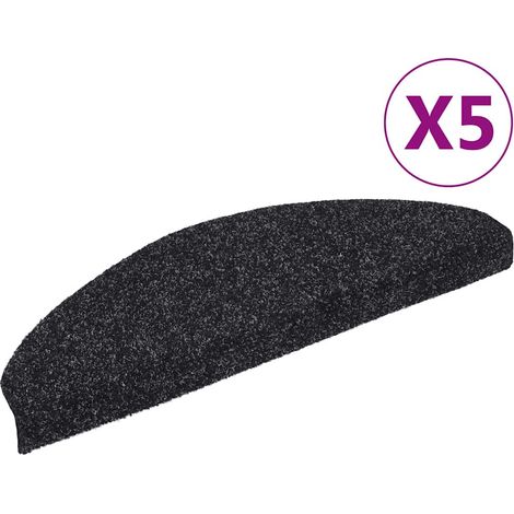 Maison Exclusive - Tappetini per scale autoadesivi 5 pz 65x21x4 cm neri semicircolari grandi (1/5)