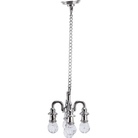 Lampe miniature pour maison de poupée, aspect réaliste et lumineux, petite lampe antirouille, mobilier miniature pour maison de poupée, cadeau ou décoration, couleur argent. (1/5)
