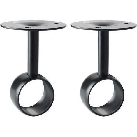 Support de Plafond pour Tringle à Rideau Support Barre Penderie Support de Fixation Réglable avec Vis pour Armoire et Rideau, Lot de 2, Finition Noire Matte en Acier Inoxydable (1/5)