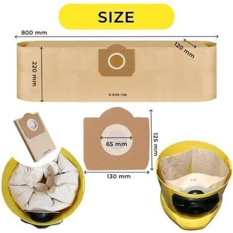 Lot de 16 Sacs Aspirateur pour Karcher 6.959-130.0 A2201 WD3 Sacs Filtrants en Papier de Rechange pour Aspirateur Wet & Dry, Sac pour Karcher WD3 Premium Accessoires Pièces Détachées (1/4)