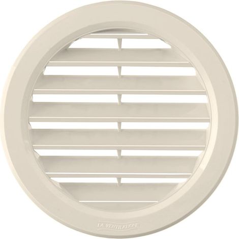 Grille ronde à encastrer, fermeture à distance et moustiquaire - Extérieur Ø120 - Tube Ø100 - Sable - First Plast (1/2)