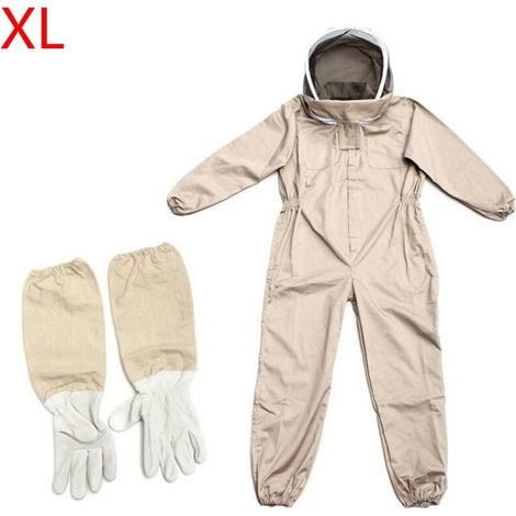 Vêtements D'apiculture Avec Des Gants, Combinaison D'apiculteur En Coton Naturel Avec Voile D'escrime Unisexe (XL)