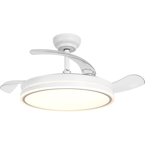 Parrot Uncle Deckenventilator mit LED und ausfahrbaren Flügeln, 106 cm, leiser DC-Motor, 6 Geschwindigkeiten, Sommer-/Winterfunktion, Fernbedienung mit Timerfunktion, rundes Design, Weiß