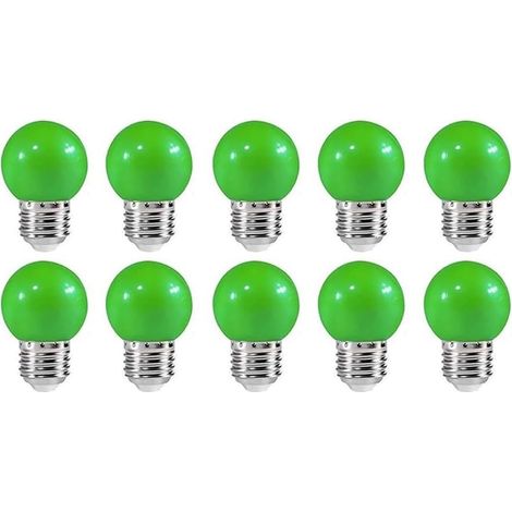 Ampoule LED sphérique G45 E27 couleur vert 3 W AC220‑240 V non dimmable éclairage décoratif Halloween Noël et fêtes lot de 10