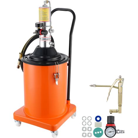 Mophorn Pompa per Grasso Pneumatica Rapporto di Pressione 50:1 Pompa per Secchio Grasso Pneumatica 20 L Pistola per Grasso Pompa Grasso Portatile Ruote Tubo da 4m Ugello a 360° Raccordo NPT Standard (1/5)