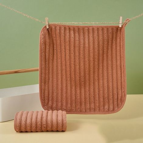 Confezione da 5 asciugamani da appendere con anello, asciugamani da bagno assorbenti in pile di corallo, strofinacci morbidi e spessi, quadrati 30 x 30 cm (1/5)