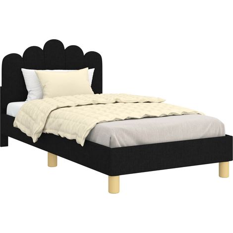 Children's Bed Frame with Headboard Black 80 x 160 cm Fabric vidaXL