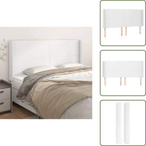 Cabecero de cama blanco - vidaXL Cabecero con orejas de cuero sintético blanco 183x16x118/128 cm - Cabecero de cama con orejas