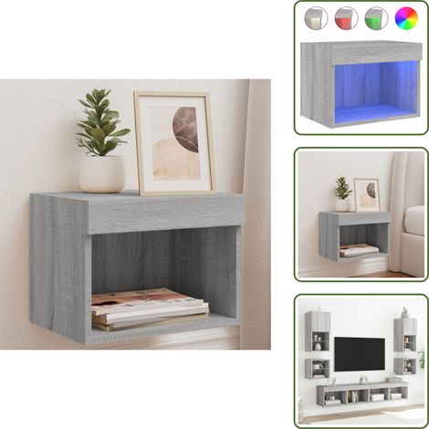 Table de chevet murale avec lumières LED sonoma gris - Meuble Tv - Table De Chevet - Lampe De Chevet - Éclairage Led - Luminaire (1/5)
