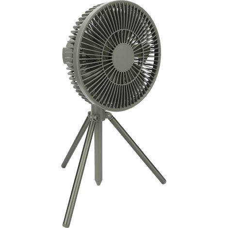 Ventilateur de camping portable USB rechargeable avec batterie, lampe de nuit, pied trépied, vert olive, pour intérieur et extérieur (1/5)