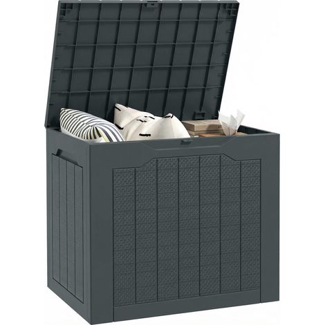 Coffre de Jardin Malle de Rangement Outils Polypropylène Imperméable 56x41x50 cm Gris Foncé (1/5)