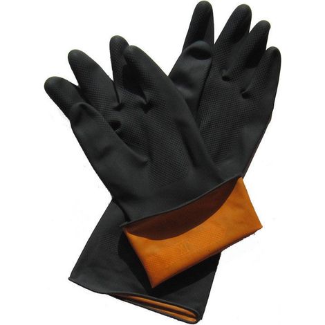 35CM Heavy Duty Black Gloves, 1 Pair Chemical Resistant Latex Gloves Industrial Safety Rubber Long Protective Gloves (1/5)
