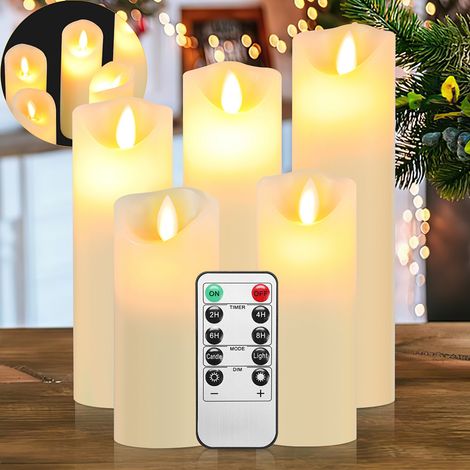 Randaco 5er Set LED Kerzen mit Fernbedienung Flammenlose Timer LED Kerze Outdoor Elektrische Kerze für Außen (1/5)