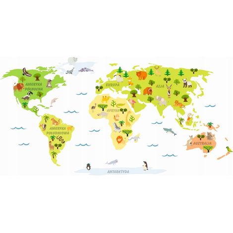 Adesivo decorativo per bambini - Mappa del mondo (1/5)