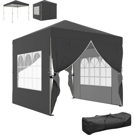 Tonnelle pliante - Outsunny - réglable en hauteur protection UV50+ - montage facile - tissu oxford et métal - 2,5x2,5m - gris foncé