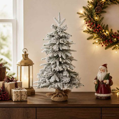 vidaXL Mini sapin de Noël enneigé 45 cm PVC et PE Vert et blanc (1/5)