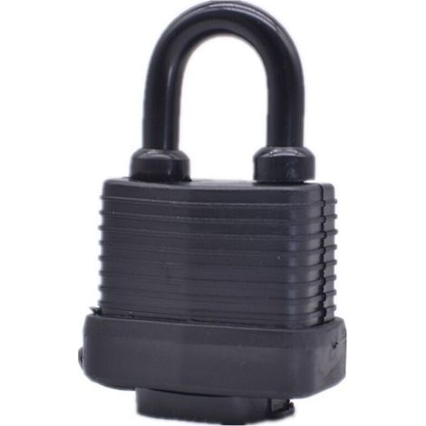 Cadenas à Clé avec Protection Thermoplastique, [2 Pièces]Cadenas en étanche,Cadenas en Acier Laminé Extérieur Résistant aux Intempéries,6 Clé, pour Casier, Gym, Garage, Clôture (Noir)